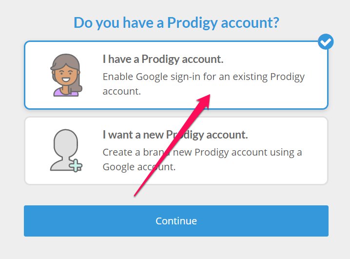 Sign In With Google With An Existing Prodigy Student Account Prodigy