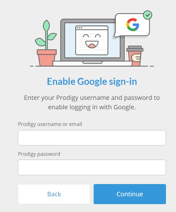 Sign In With Google With An Existing Prodigy Student Account Prodigy