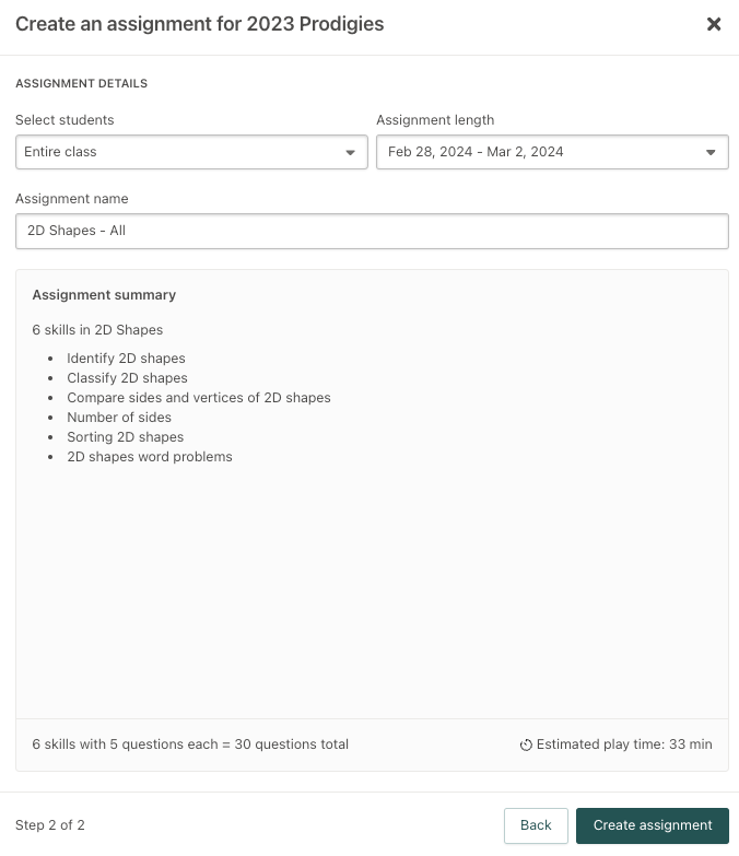 how to create an assignment in prodigy