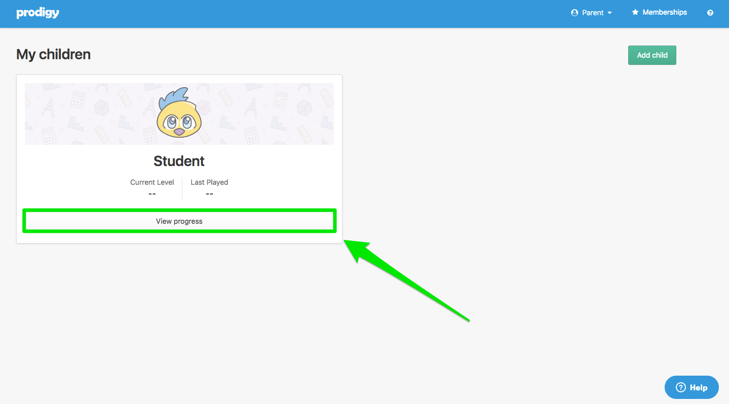 parent grade child level prodigy account changing questions manage option select button left