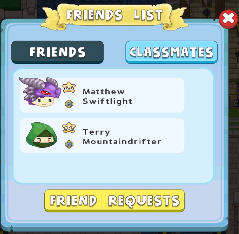 Classmate & Friends List Prodigy Education